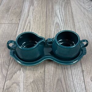Fiestaware Vintage Retired juniper peacock blue cream and sugar set